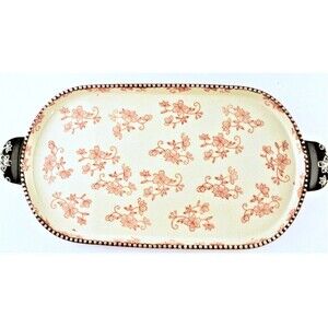 Temptation Platter Red Floral Lace 15  1/2" X 9" X 1"